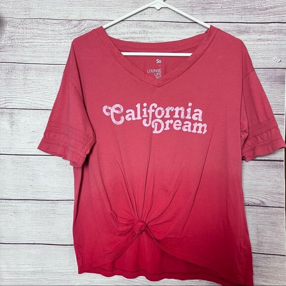 SO Lounge Life Short Sleeve Crop Tie Front Graphic Tee Sz M - Picture 1 of 6